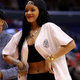 Rihanna at Game 3 of the NBA’s Western Conference Semifinals, between the Oklahoma City Thunder and the Los Angeles Clippers, at the Staples Center May 9, 2014, in Los Angeles.
Stephen Dunn/Getty Images